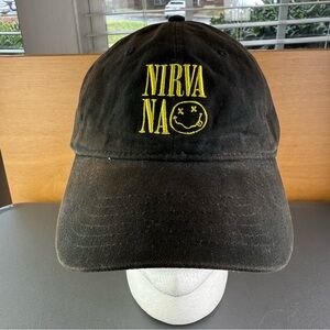 Nirvana Grunge Punk Rock Band Kurt Cobain Faded Black Adult Adjustable Hat Cap